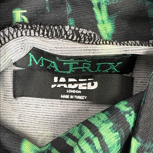 JADED LONDON “Matrix” Green Code Print Long Sleeve Mock Neck Top – Size S - Picture 6 of 10